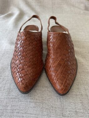 Vintage Woven Leather Slingback Mules | The Leather Collection | Made in Brazil